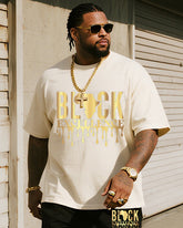 Big & Tall Men's Juneteenth Black History Month Alphabet Print T-Shirt Trousers Suit